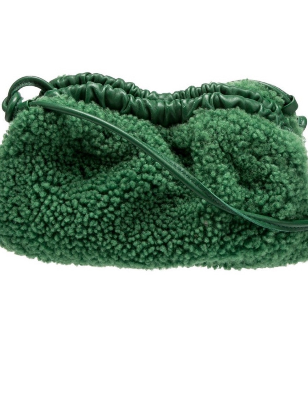 Mansur Gavriel Green Shearling Wristlet Crossbody